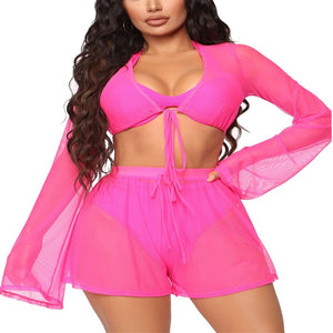 Bikini Swimsuit with Cover up Shorts Set