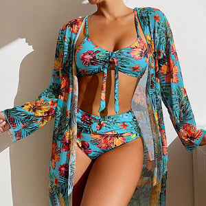 High Waisted Bikini Sets with Cover Up