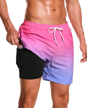 Mens Swimming Trunks with Compression Liner 