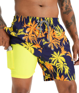 Men'S Quick Dry Swim Trunks with Compression Liner 