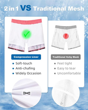 Mens Swim Trunks with Compression Liner 