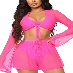 Bikini Swimsuit with Cover up Shorts Set