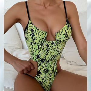 Women's Snakeskin Print One Piece Swimsuit